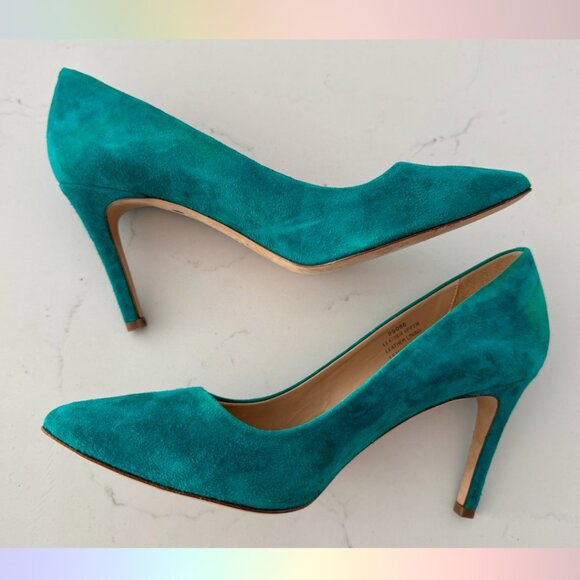J.Crew Turquoise Suede Heels – Size 7.5 - Picture 2 of 8